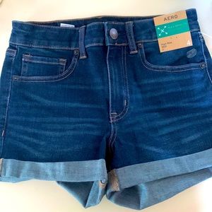 Aeropostale jean shorts. Size 4. Blue. High rise midi. Never worn,still has tags
